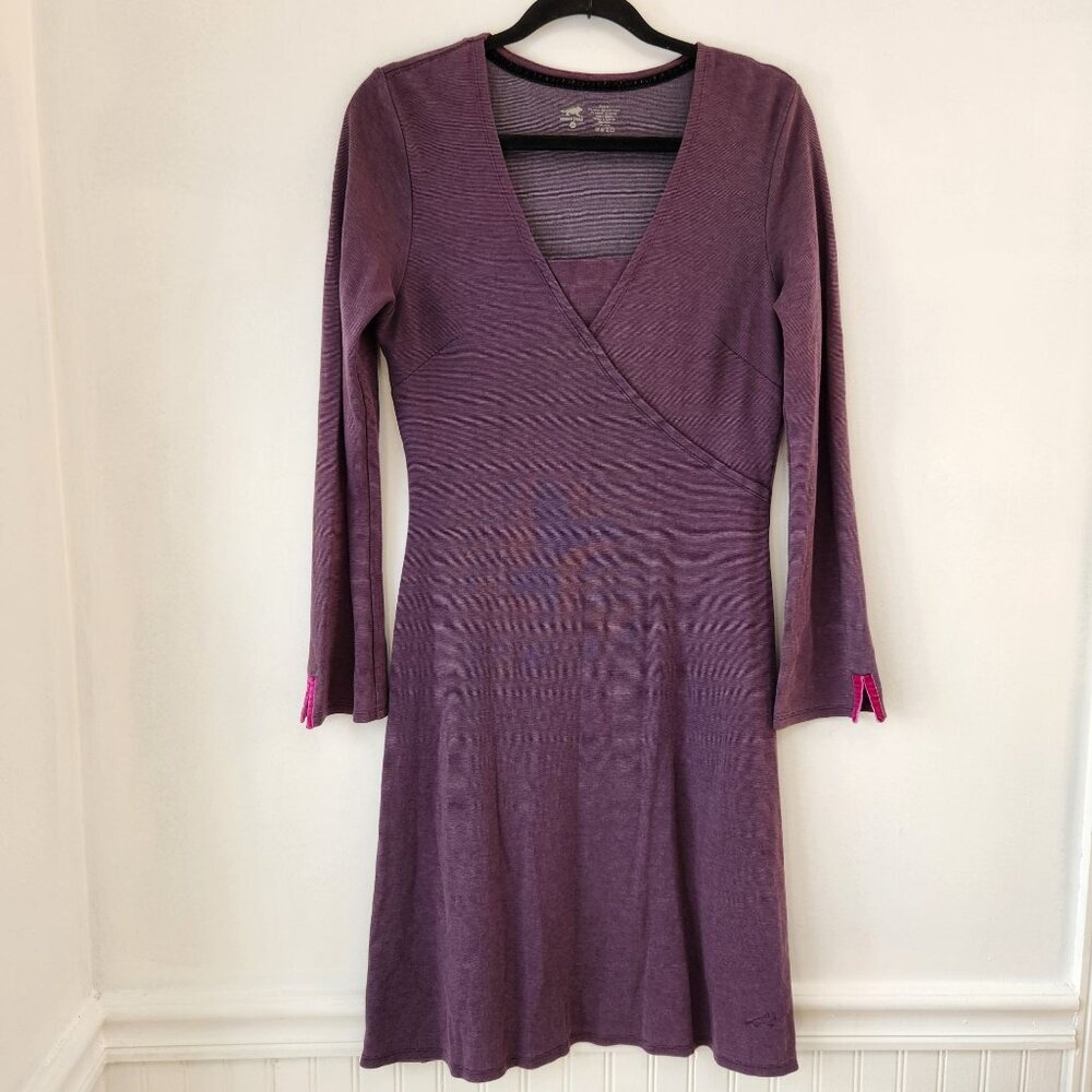 Toad & Co Purple Athleisure Dress Comfort Stretch V-Neck Long Sleeve Women's M
